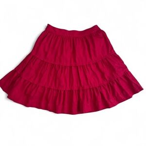 Soft Surroundings Red Tiered Linen Blend Skirt Size Small